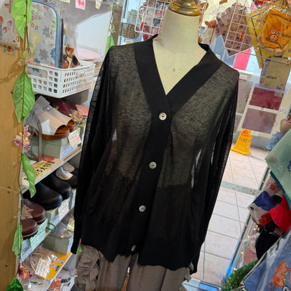 Ichi Black Sheer Cardigan