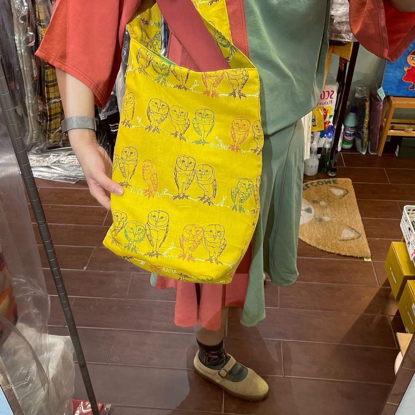 Handmade Owl Prints Tote Bag, fabric from Japan