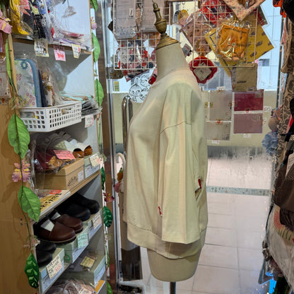 Munich Ivory X Red Striped Sweatshirt, made in Japan