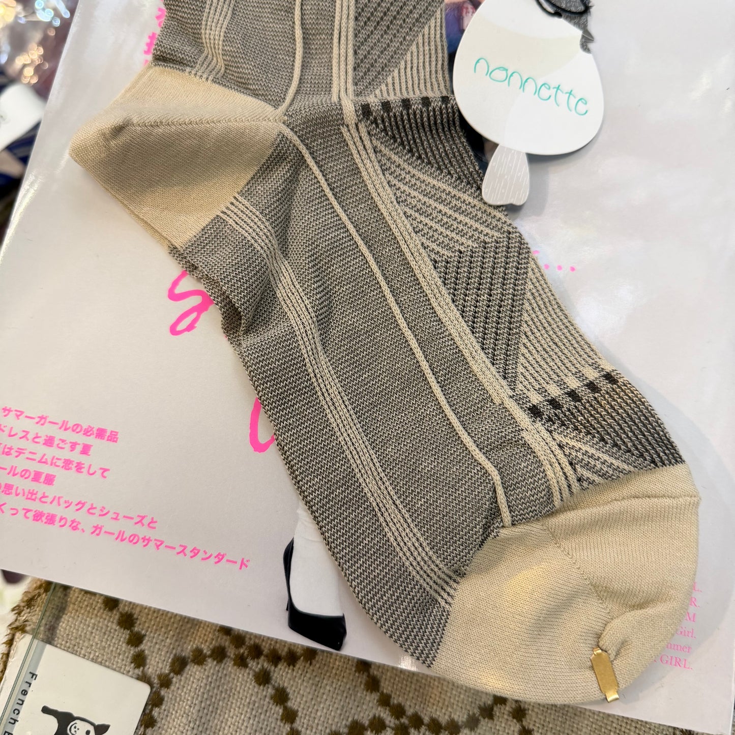 Sale- Nonnette Beige Socks, made in Japan