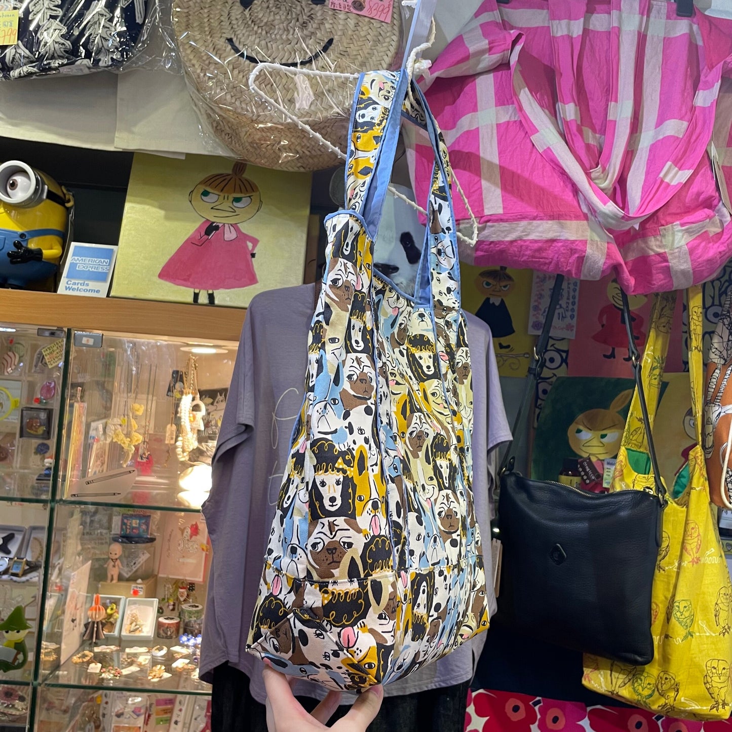 Handmade Dogs Prints Tote Bag, Fabric from Japan