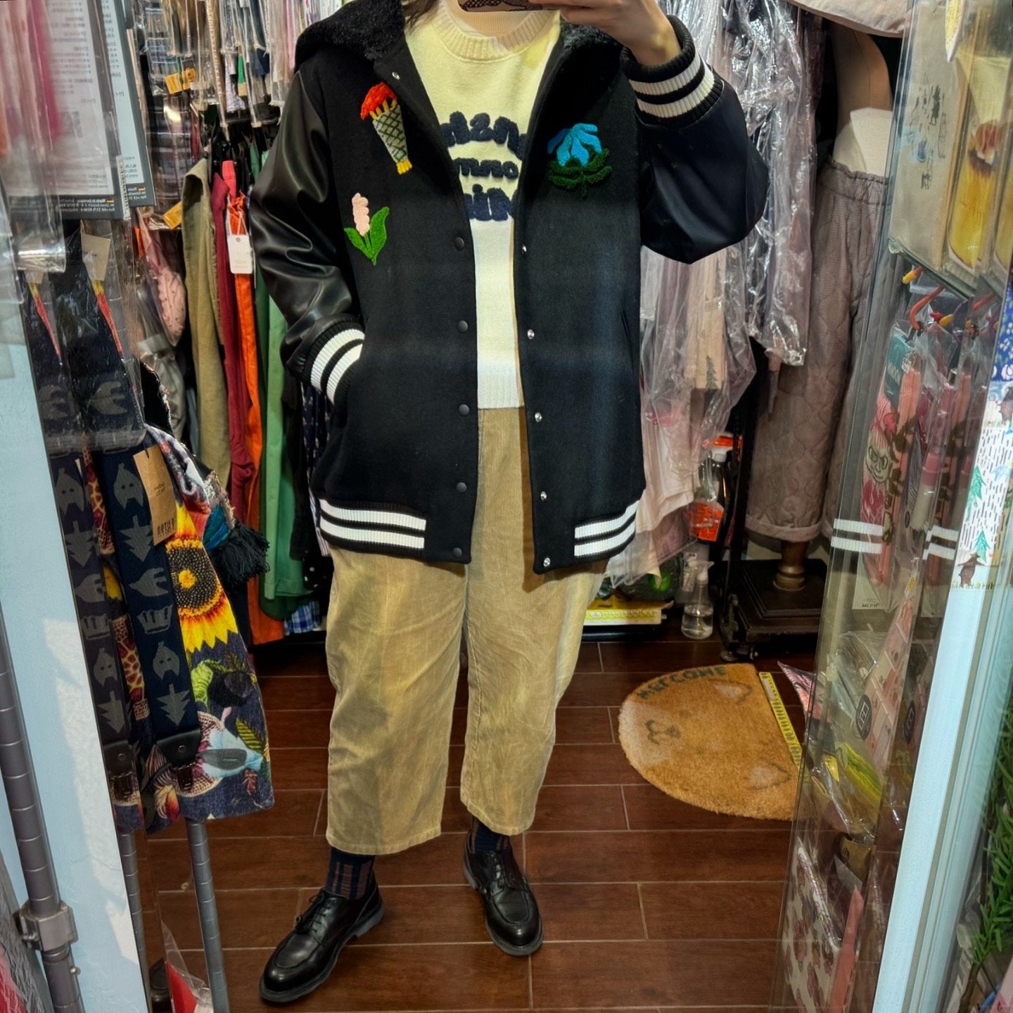 Sale- bedsidedrama 冬に咲く花 Flower Sailor Stadium Jacket, Size 2, made in Japan