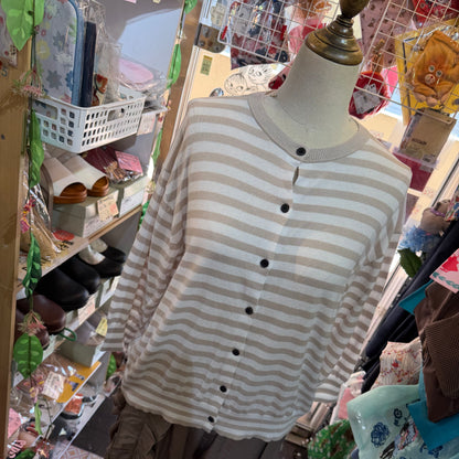 EXTRA30- Ichi Striped Cotton Cardigan, 2 Colors