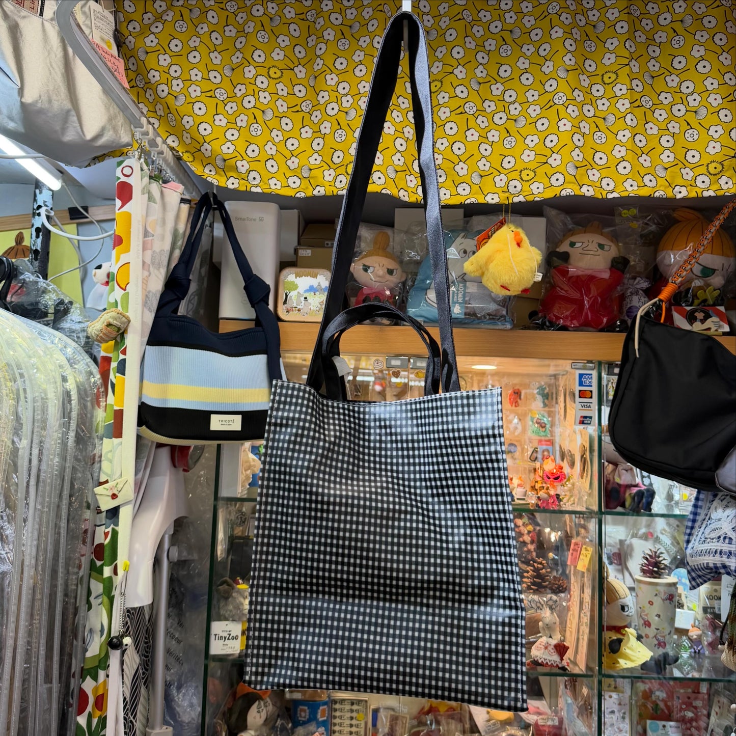 Anvocoeur Black Checked Oktogon PVC 2Way Bag, Waterproof, made in Japan
