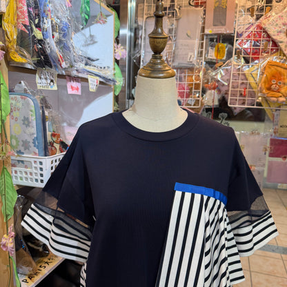 Marechal Terre Navy Striped Sweatshirt, made in Japan
