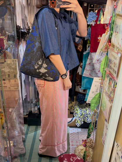 Castle… Embroidery X Denim Japanese Knot Shoulder Bag, made in Japan