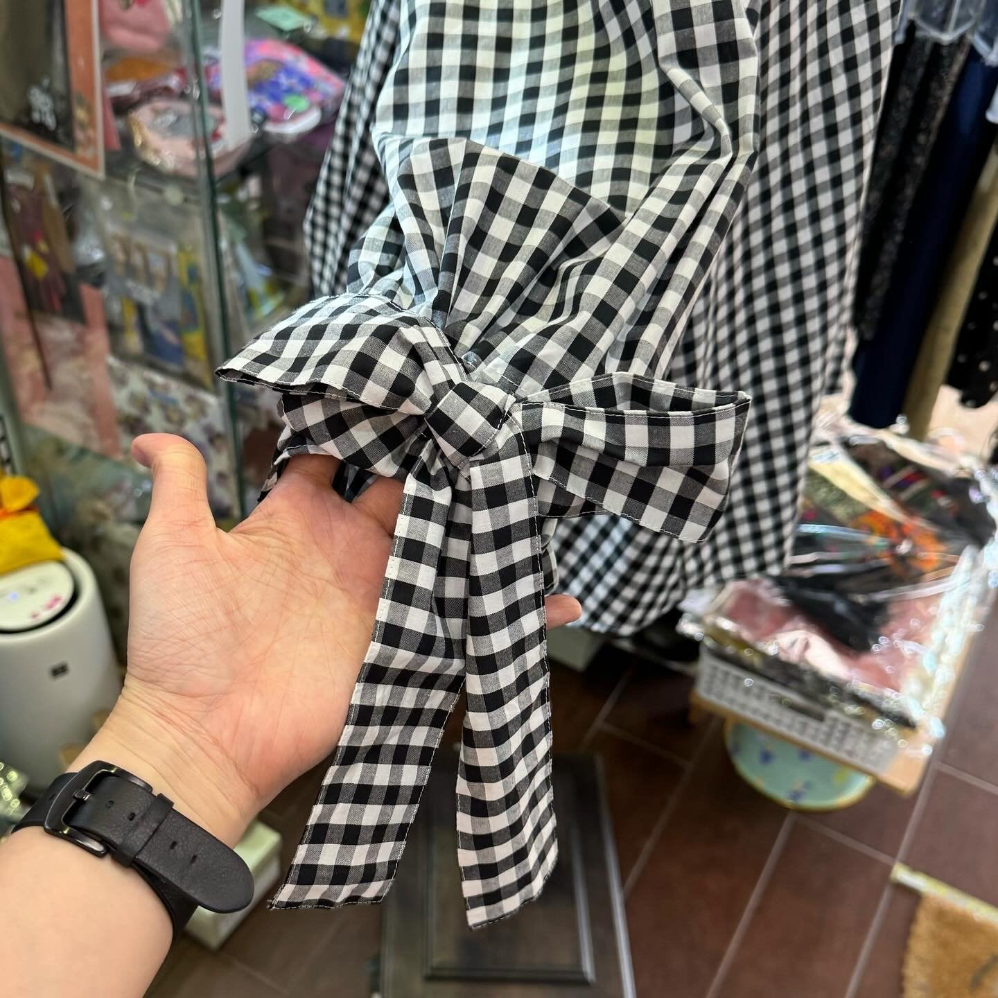 Sale- Drowse and Yet… Checked Ribbons Shirt, made in Japan