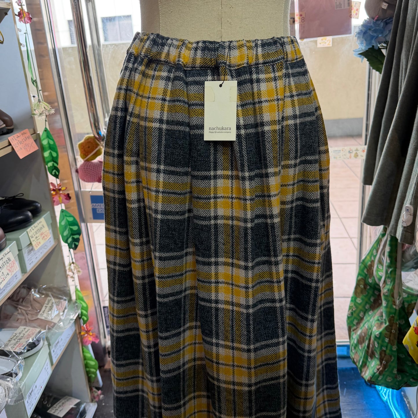 Sale- Nachukara Yellow Checked Skirt, made in Japan