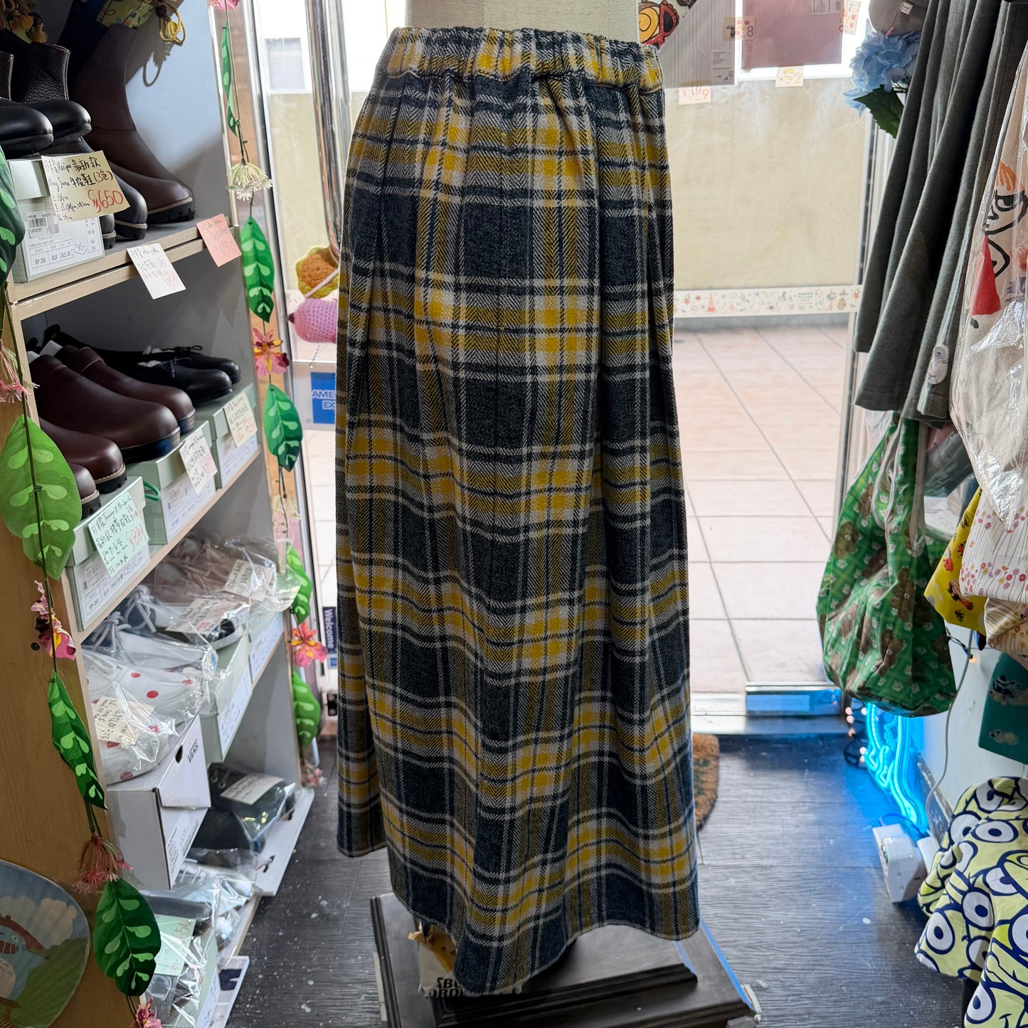 Sale- Nachukara Yellow Checked Skirt, made in Japan
