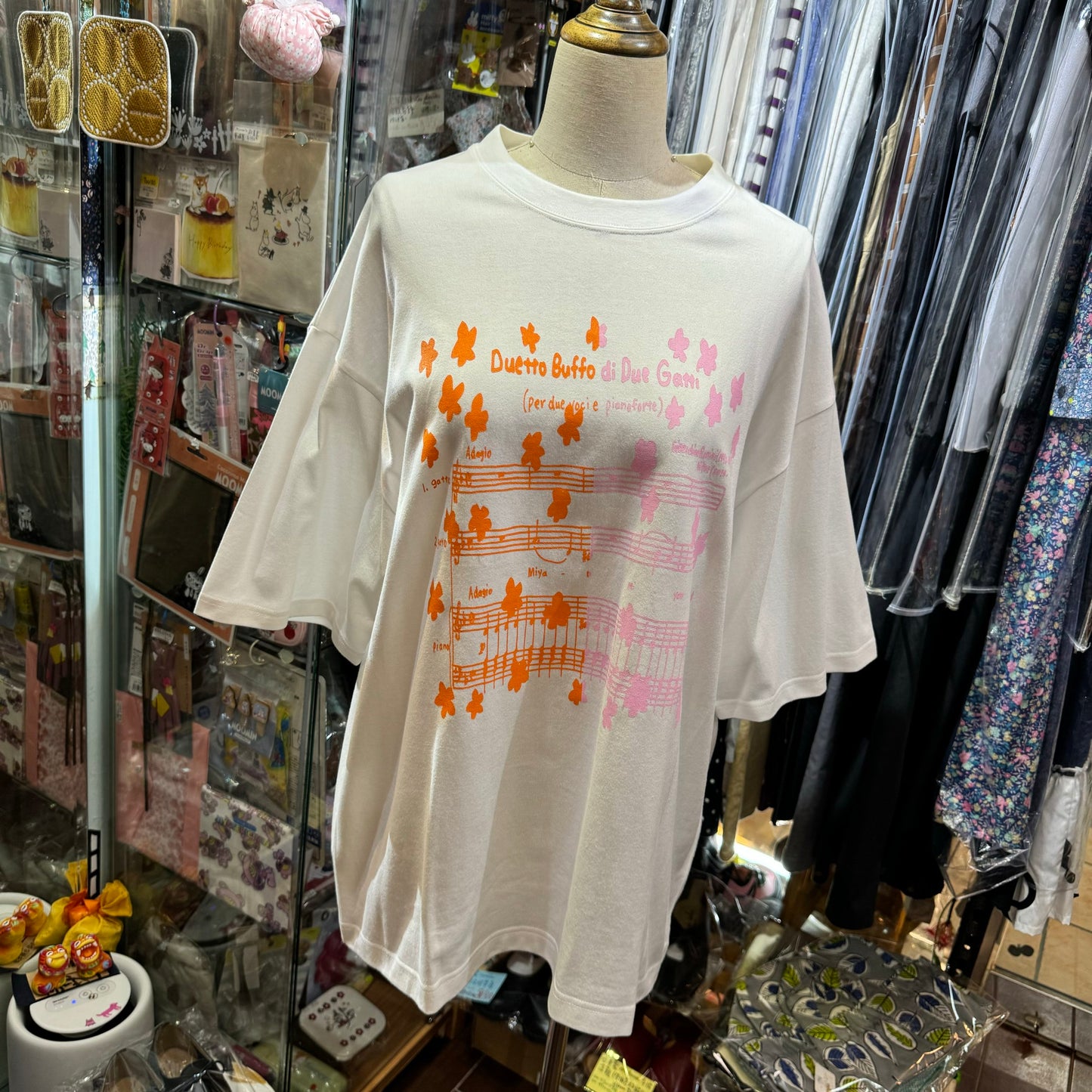 Sale- Miyao Music Staff White T-shirt, size M, made in Japan