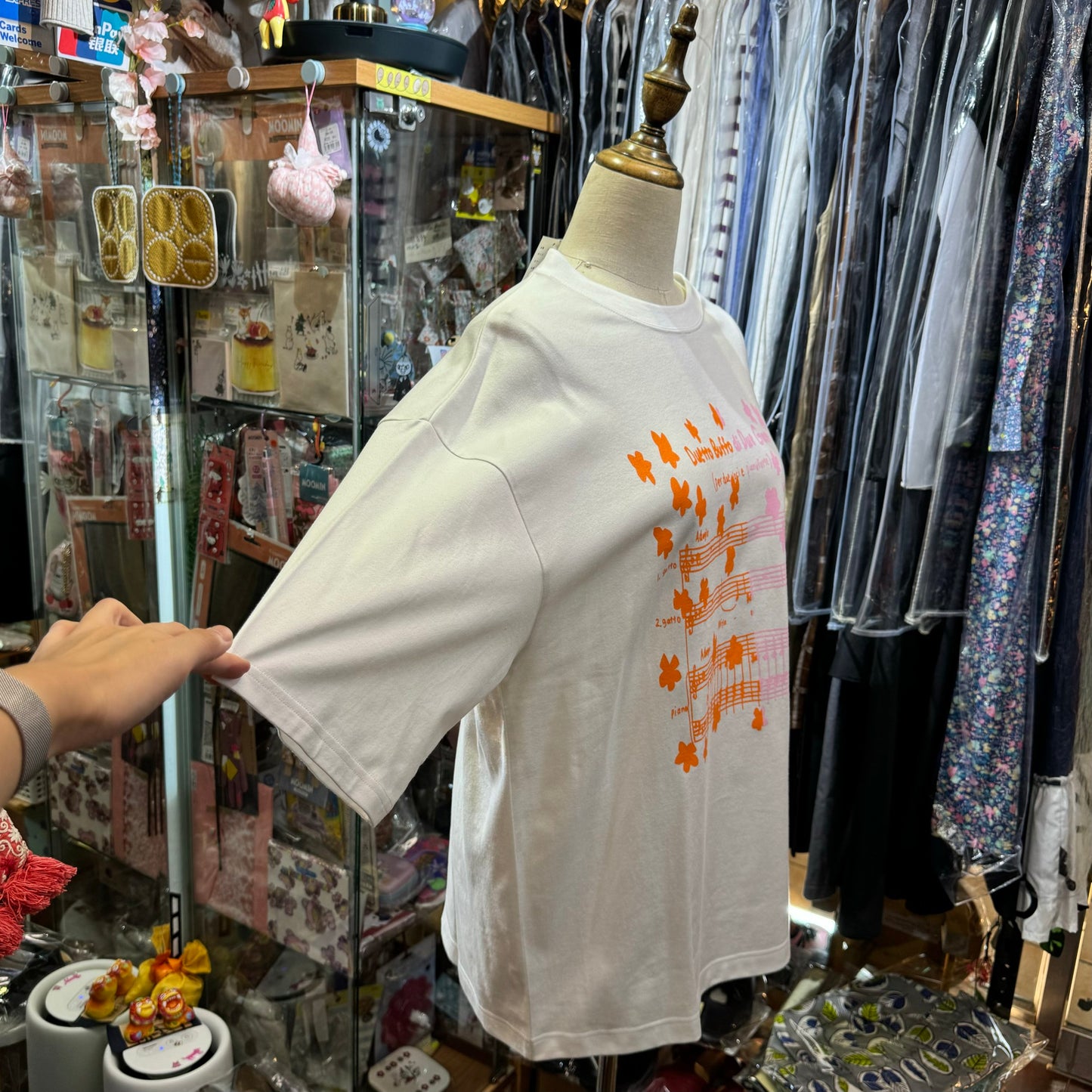 Sale- Miyao Music Staff White T-shirt, size M, made in Japan