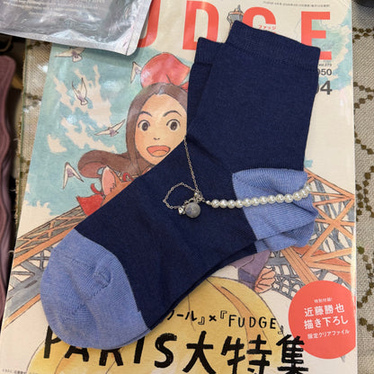 Tricote Blue Socks with Anklet, made n Japan