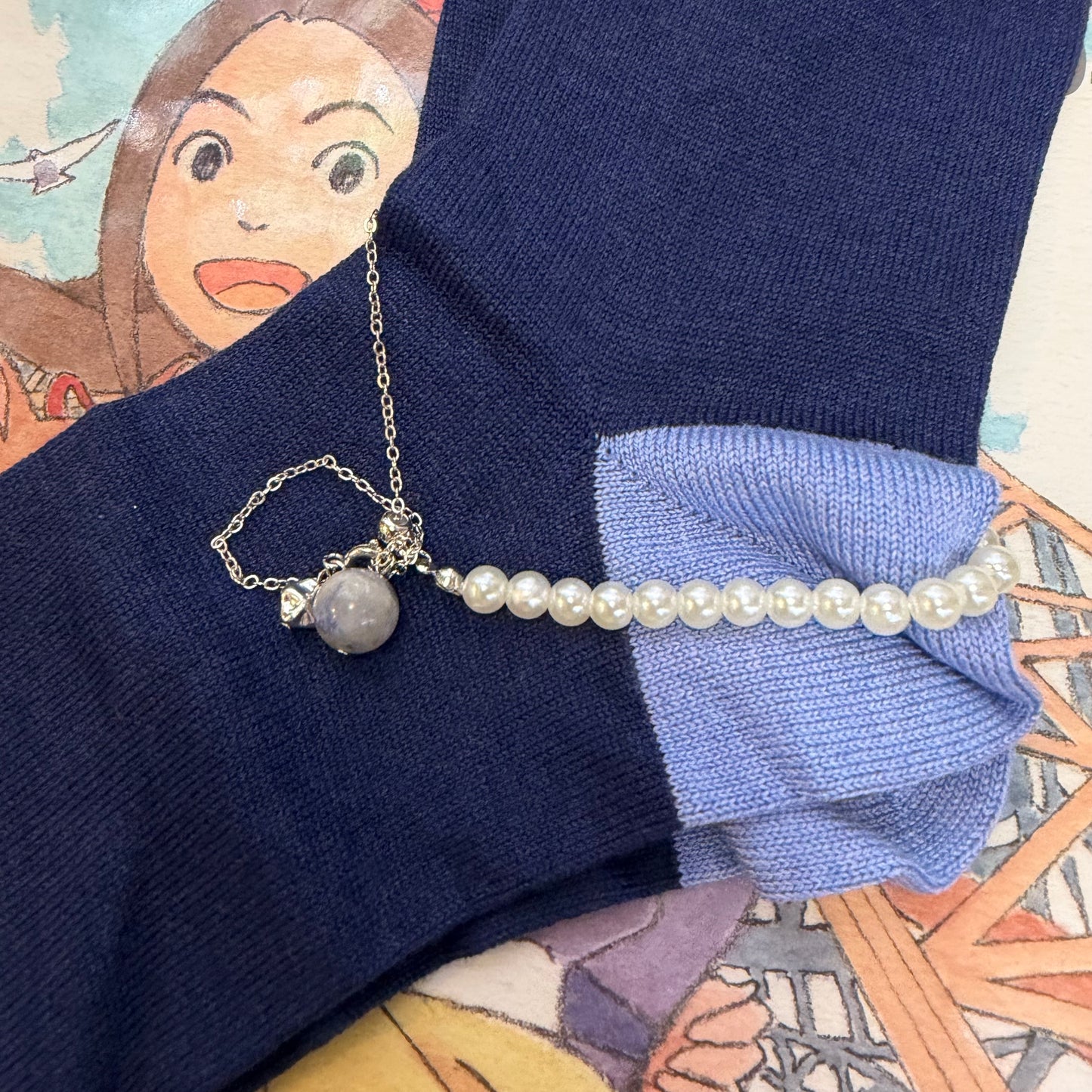 Tricote Blue Socks with Anklet, made n Japan