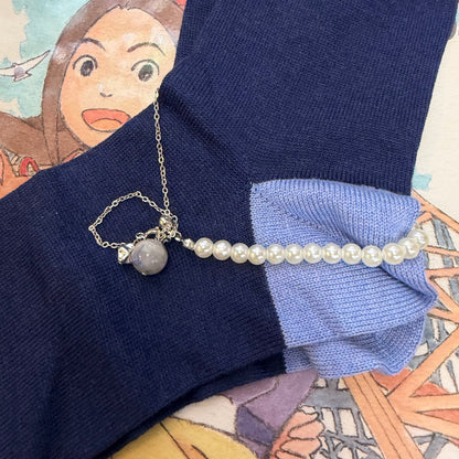 Tricote Blue Socks with Anklet, made n Japan