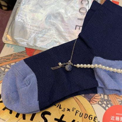 Tricote Blue Socks with Anklet, made n Japan