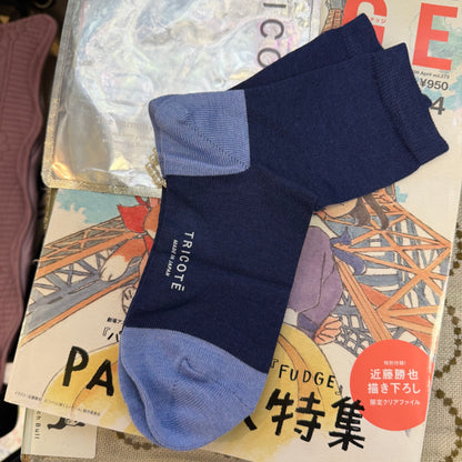Tricote Blue Socks with Anklet, made n Japan