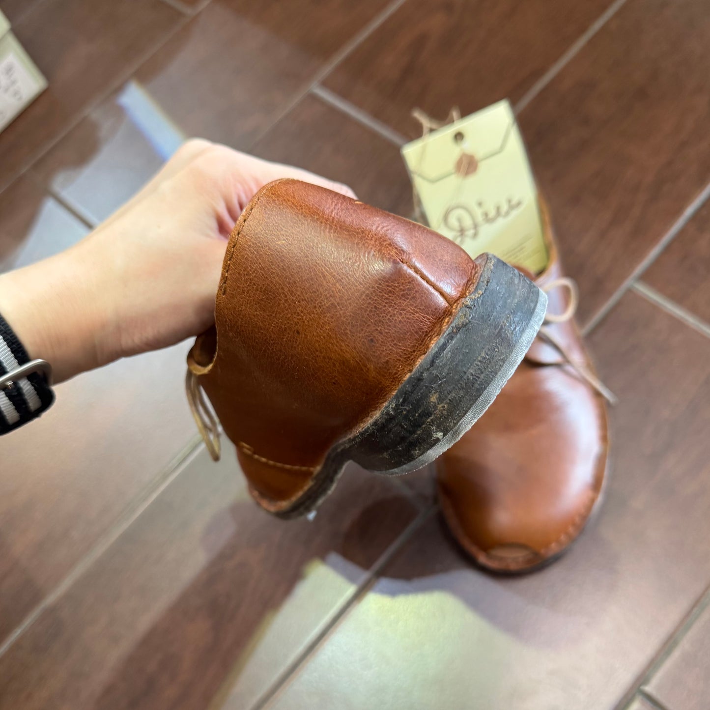 Sale- Diu Brown Leather Shoes, Size  M, made in Bangladesh