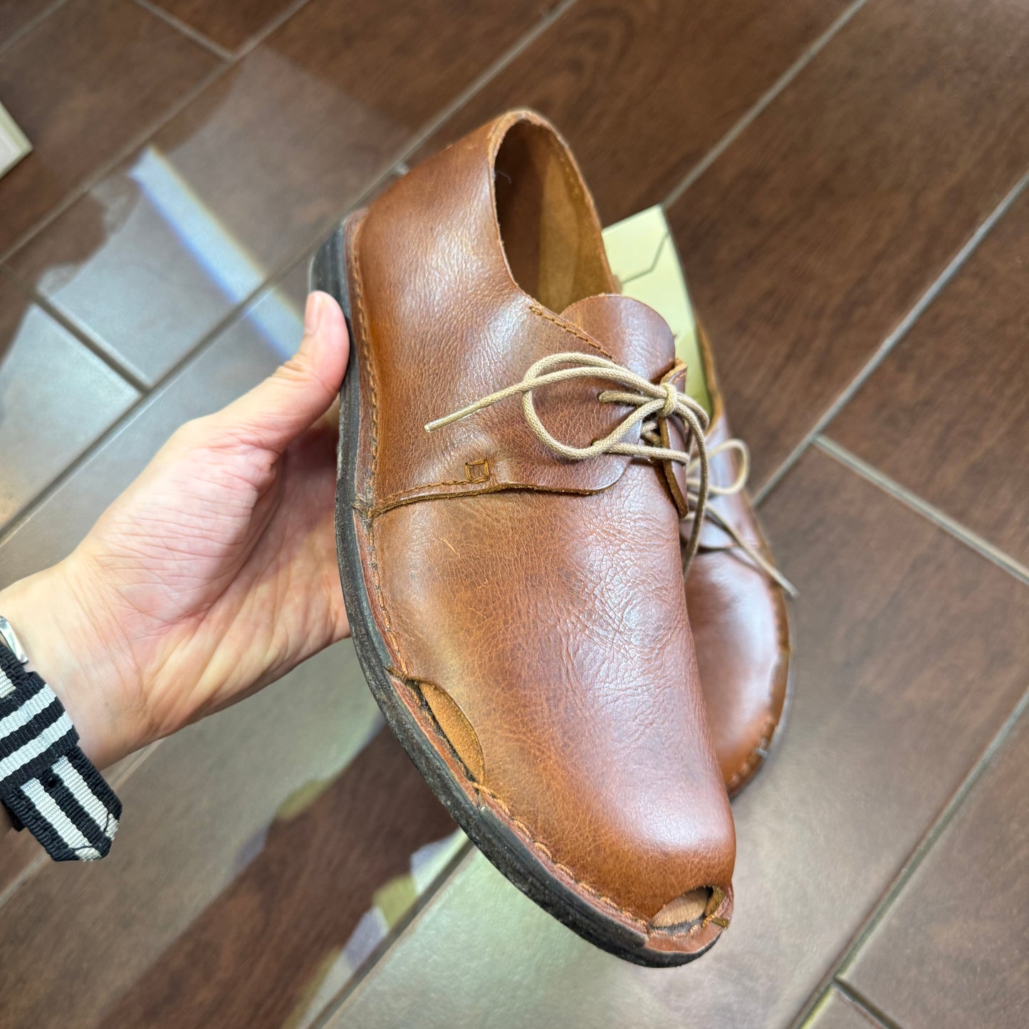 Sale- Diu Brown Leather Shoes, Size  M, made in Bangladesh