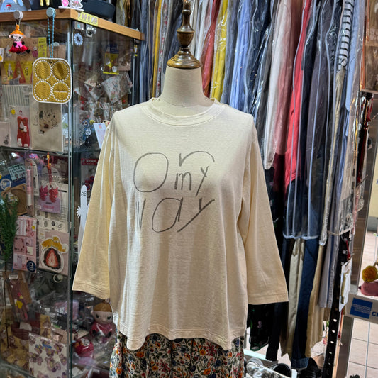 Tumugu Natural On my Way T-shirt, made in Japan