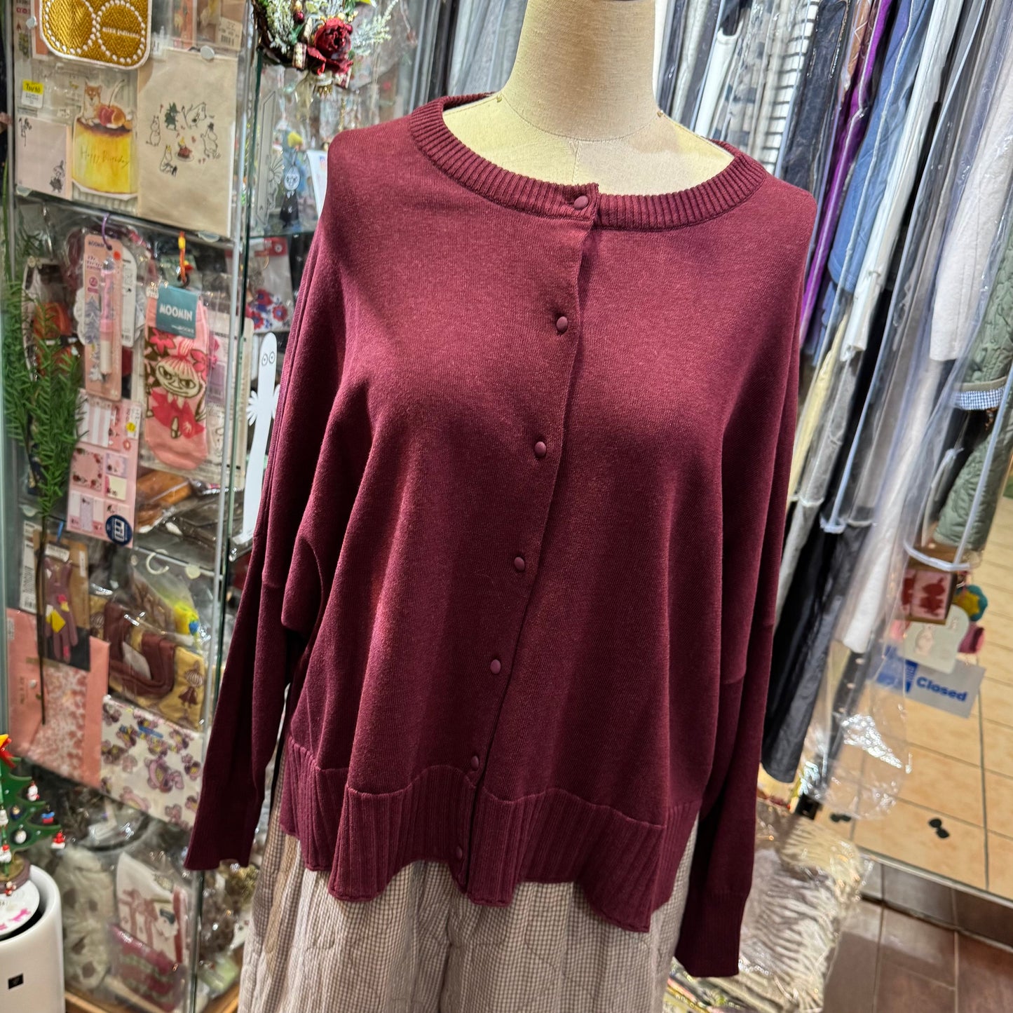 Tumugu Wine Cotton Cardigan