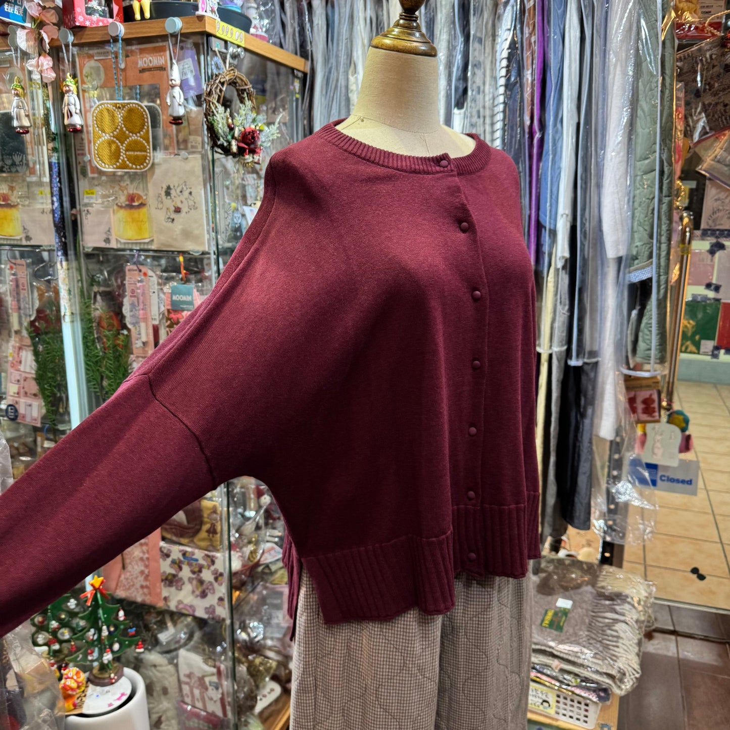 Tumugu Wine Cotton Cardigan