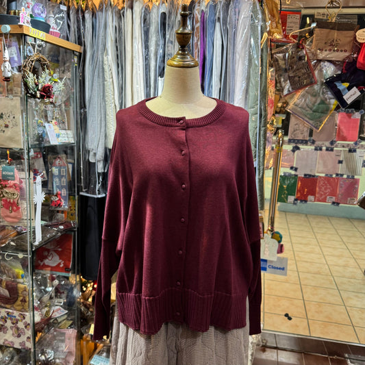 Tumugu Wine Cotton Cardigan