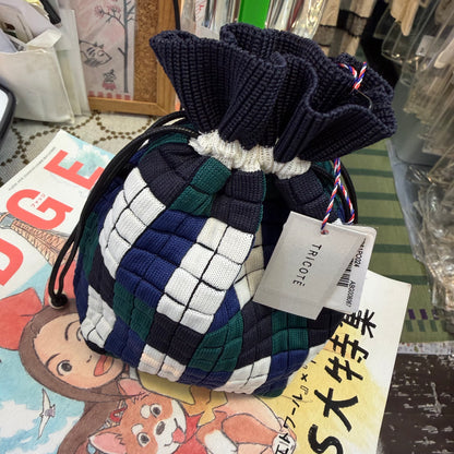 Tricotē Weaving PIXEL Pouch  Drawstring Bag, 2 Colors, made in Japan
