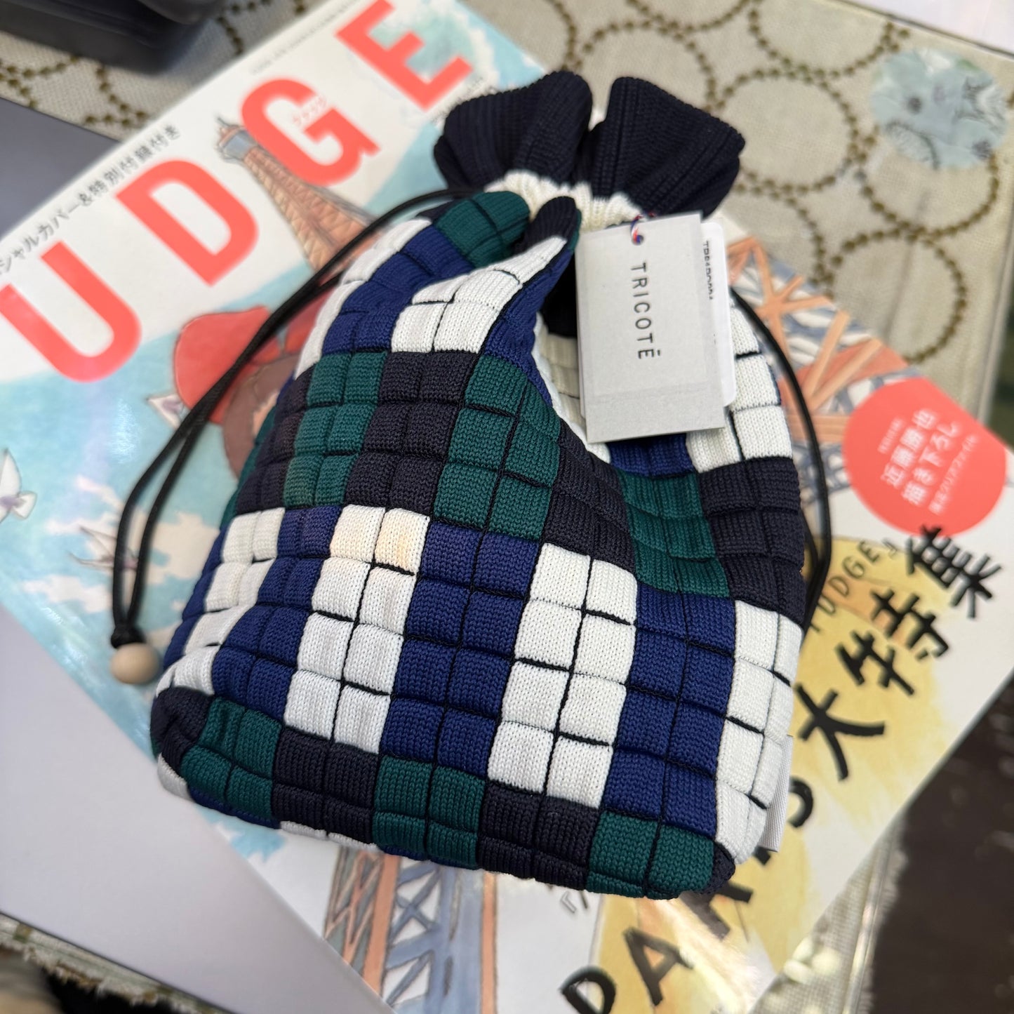 Tricotē Weaving PIXEL Pouch  Drawstring Bag, 2 Colors, made in Japan