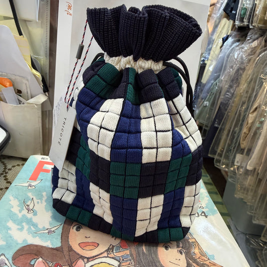 Tricotē Weaving PIXEL Pouch  Drawstring Bag, 2 Colors, made in Japan