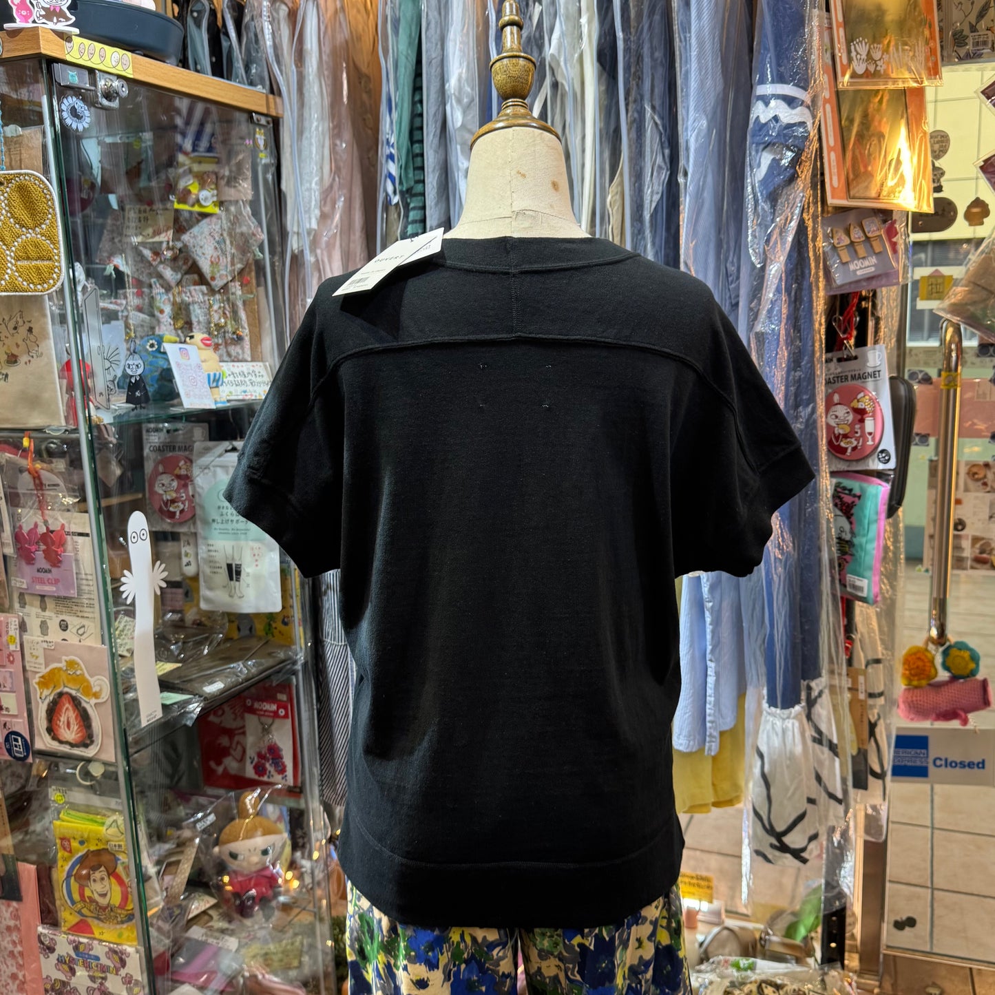 Ouvert Deer Print Black T-shirt, made in Japan