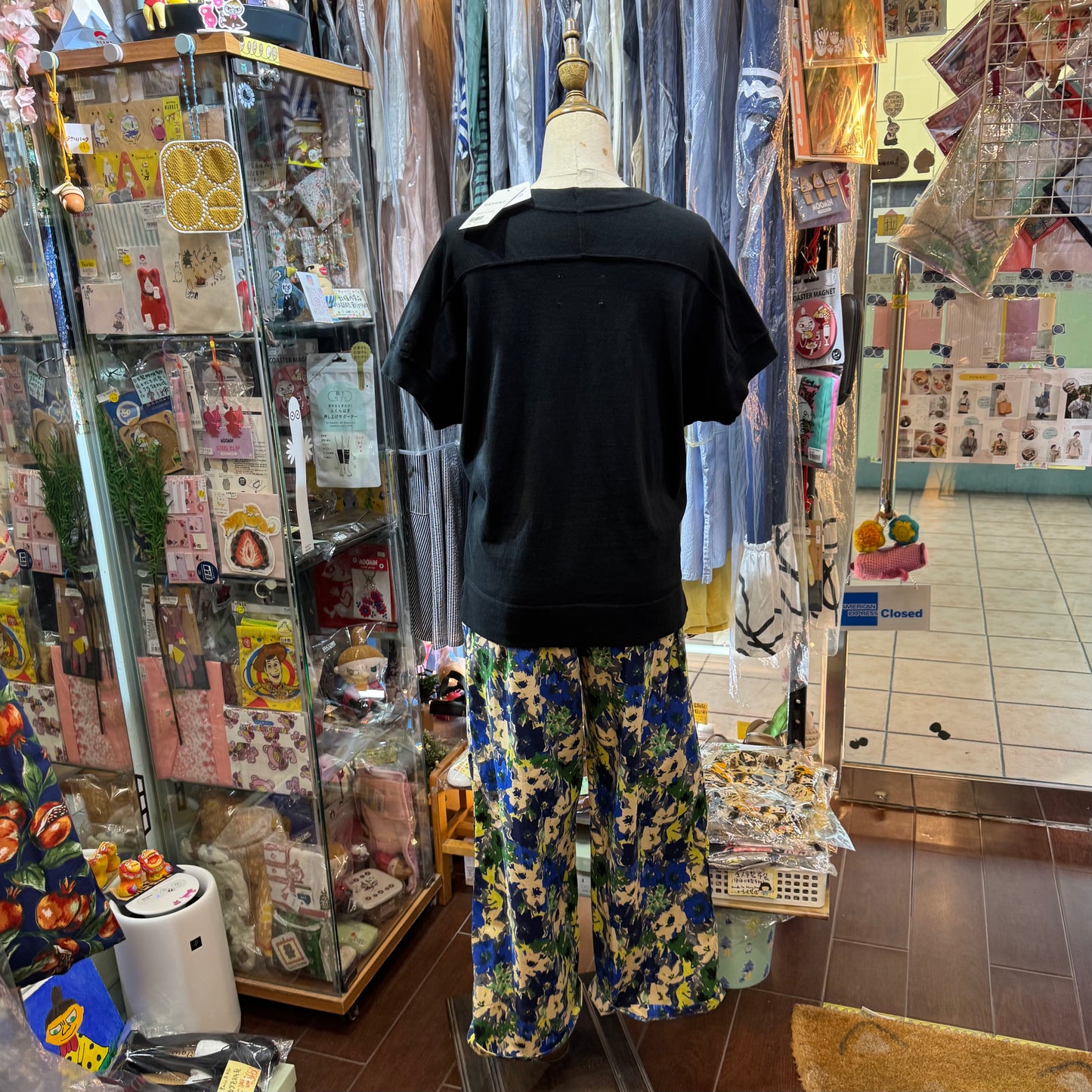 Ouvert Deer Print Black T-shirt, made in Japan