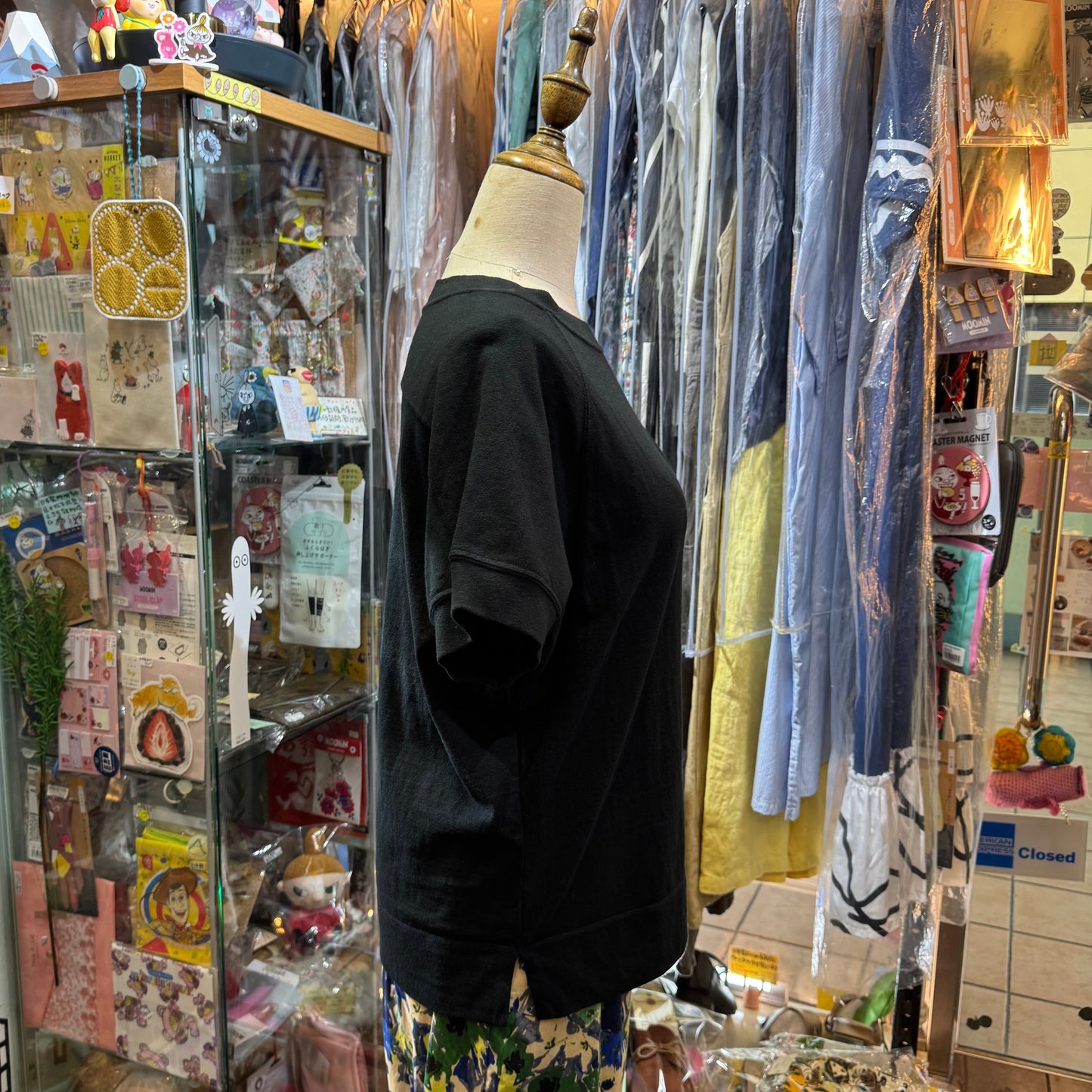 Ouvert Deer Print Black T-shirt, made in Japan