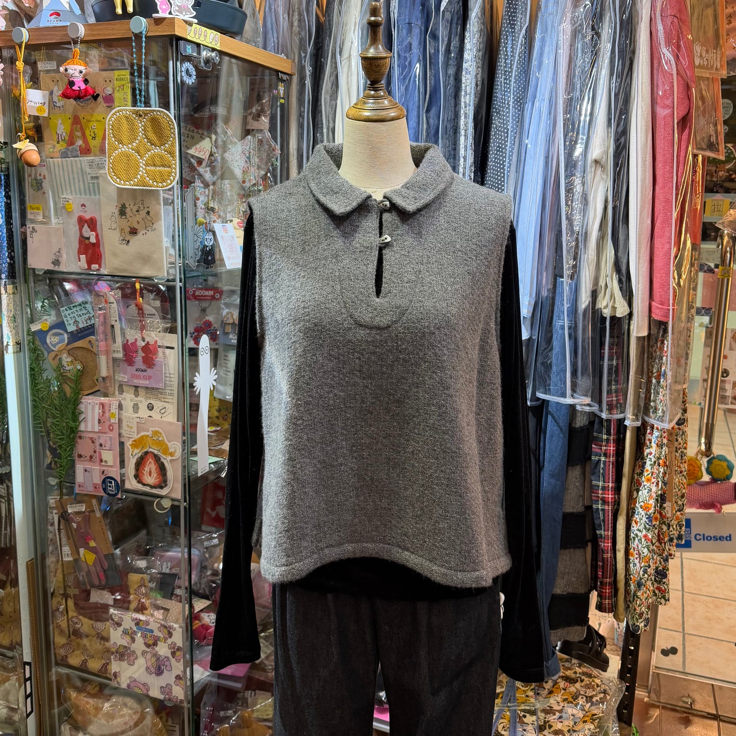 Ina Grey Wool Vest Top, made in Japan
