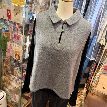 Ina Grey Wool Vest Top, made in Japan