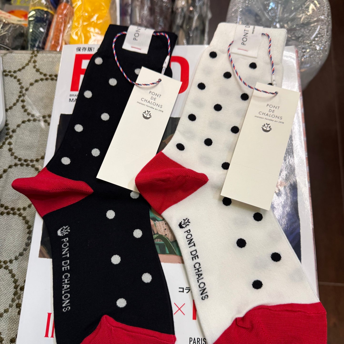 Pont de Chalons Polka Socks, 3 Colors, made in Japan