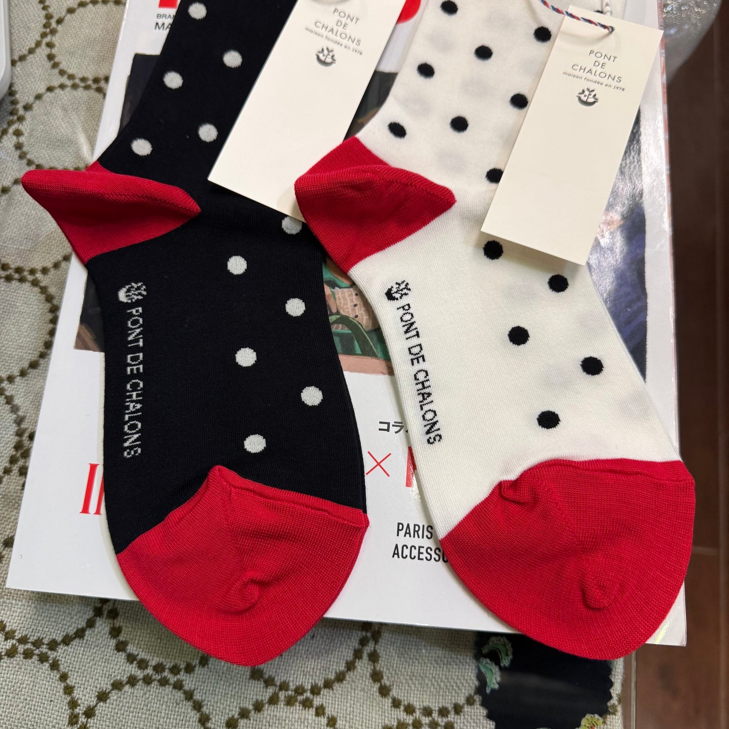 Pont de Chalons Polka Socks, 3 Colors, made in Japan