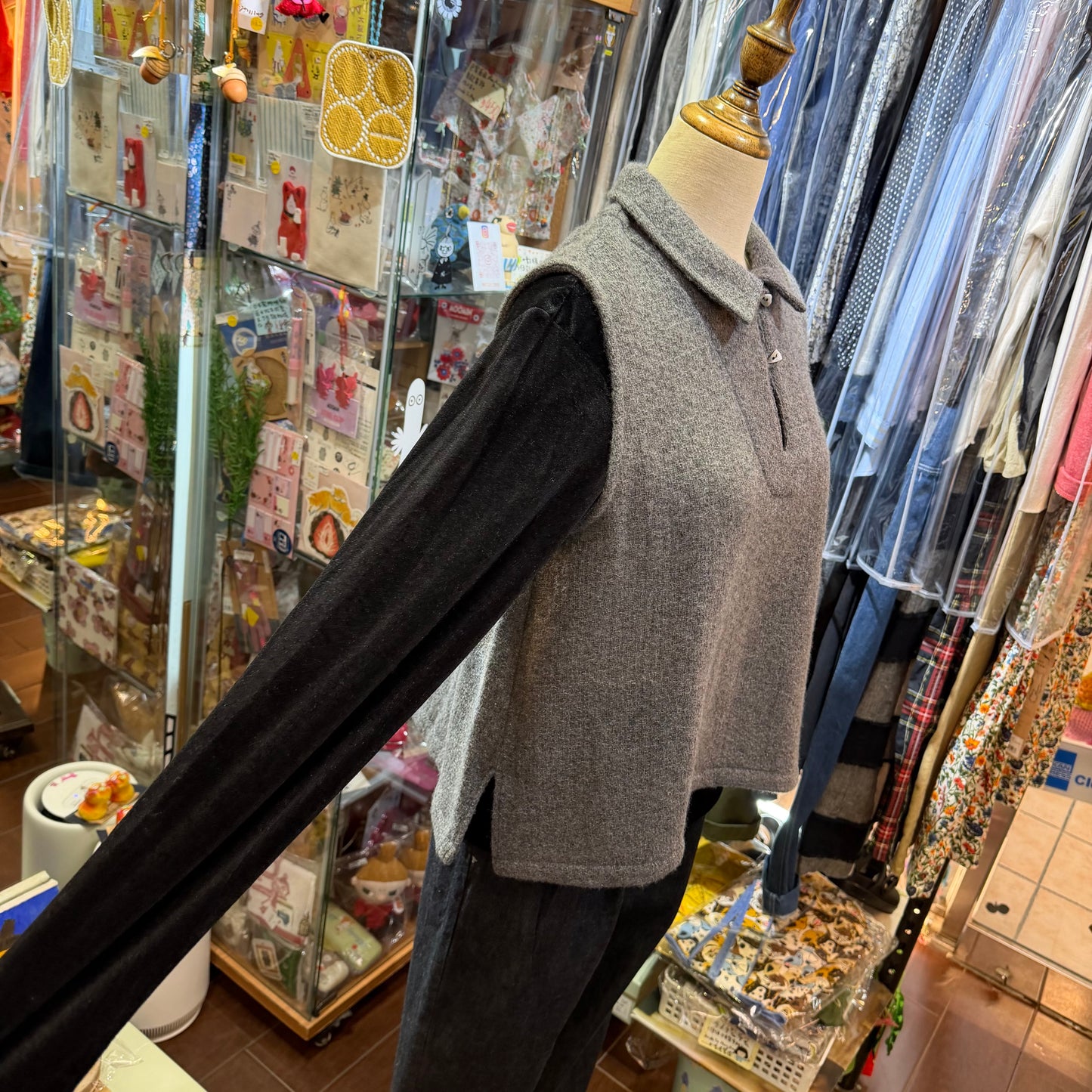 Ina Grey Wool Vest Top, made in Japan