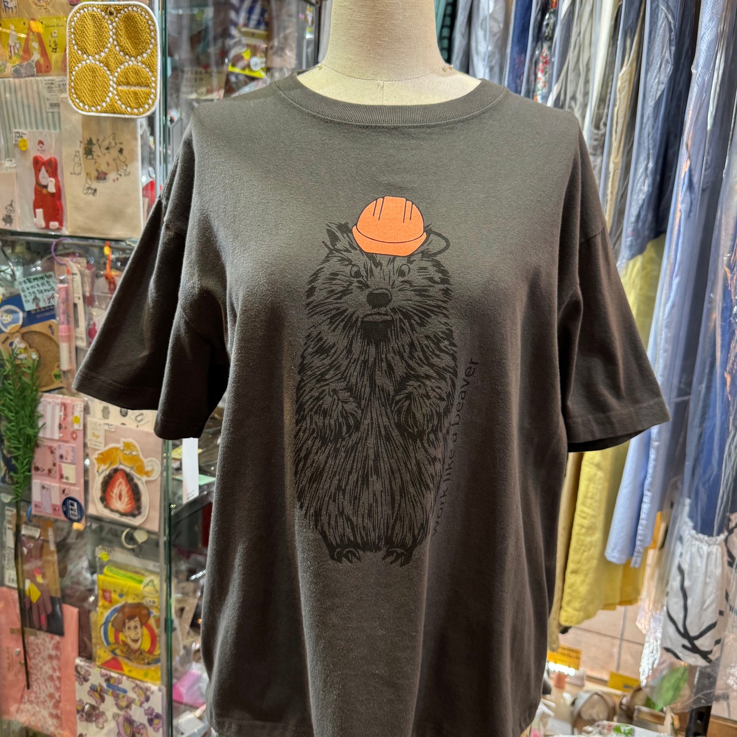 All hours Otter Charcoal T-shirt, made in Japan