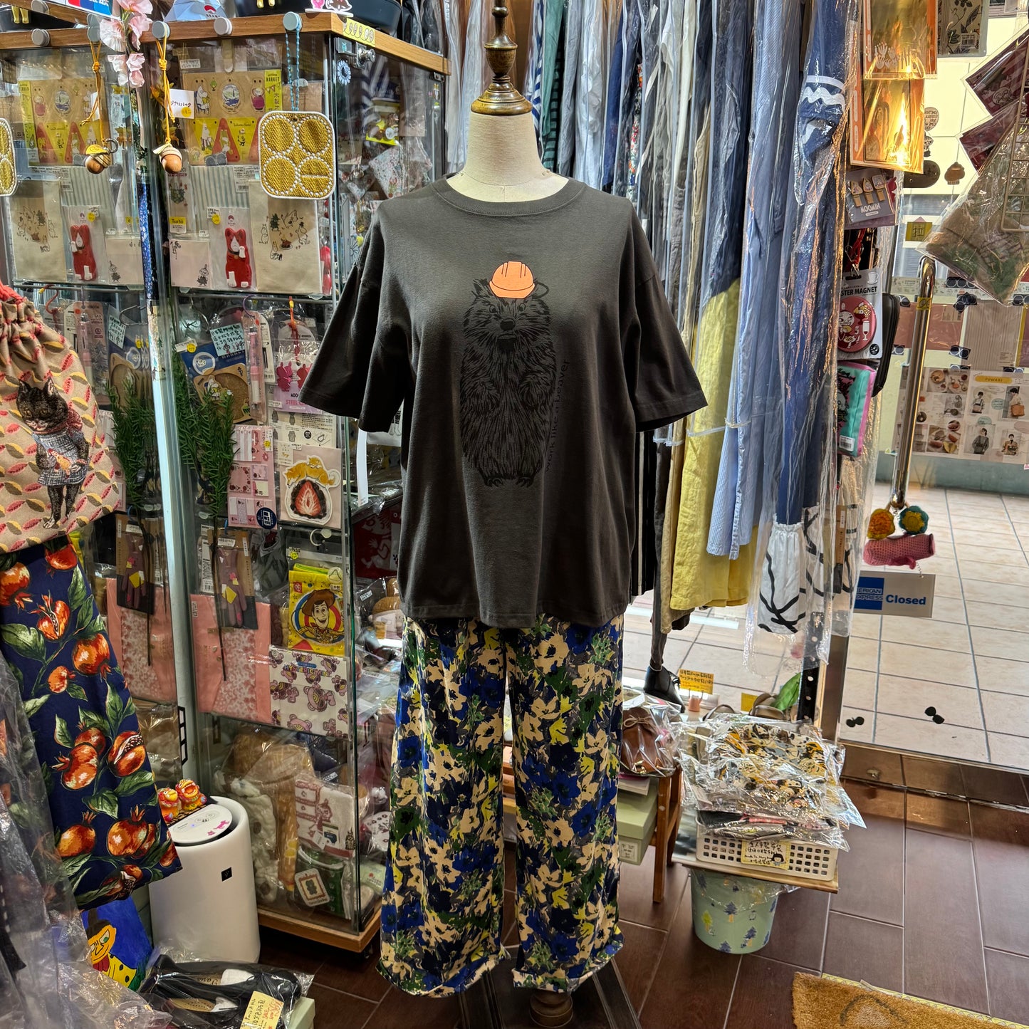 All hours Otter Charcoal T-shirt, made in Japan
