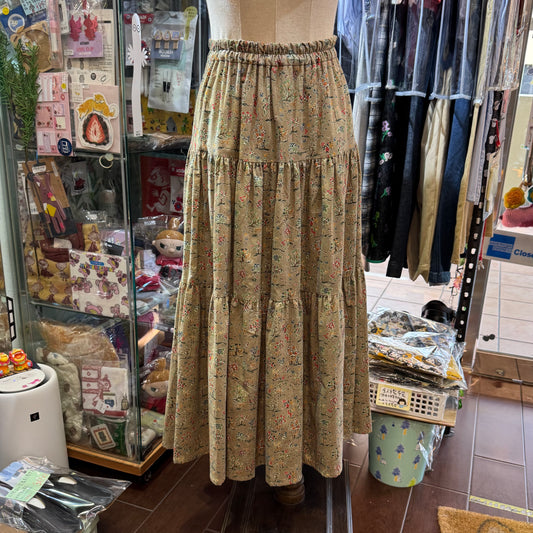 Vent d Ouest x Liberty London HOKKOH Animals Beige Skirt, made in Japan