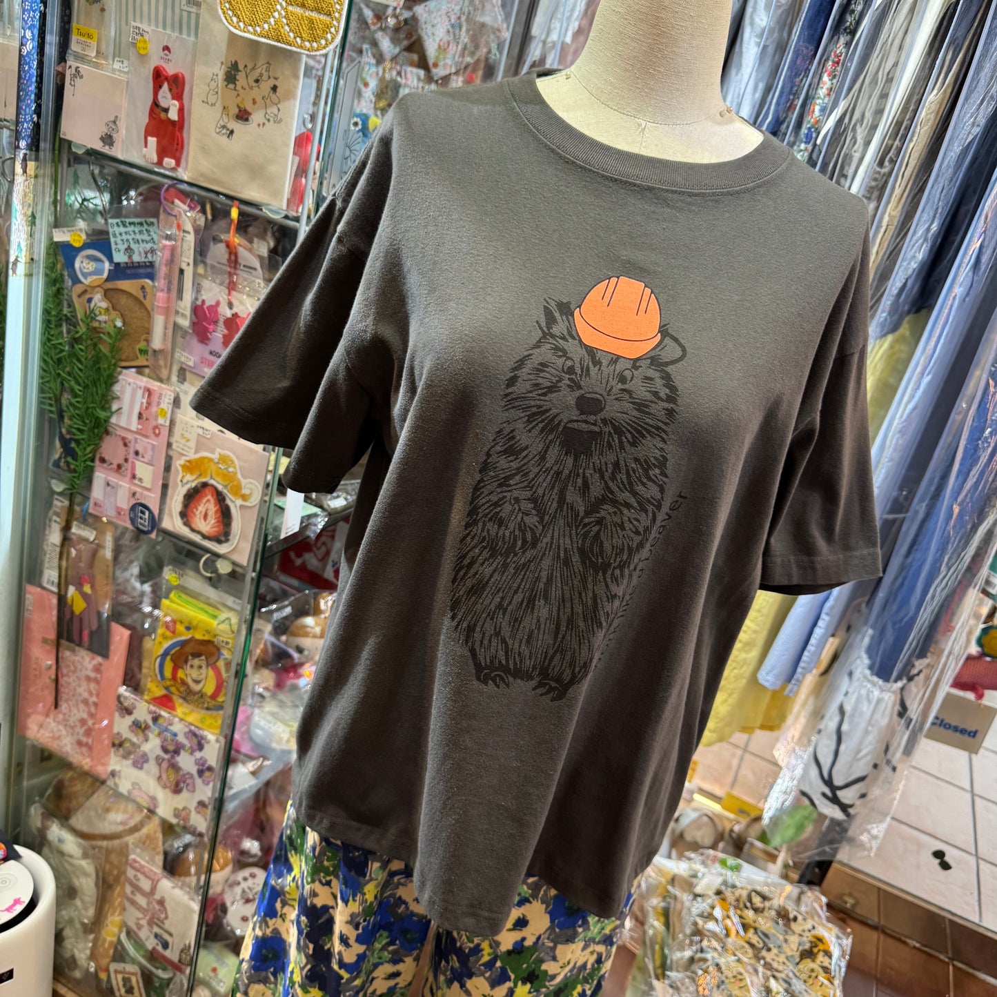 All hours Otter Charcoal T-shirt, made in Japan