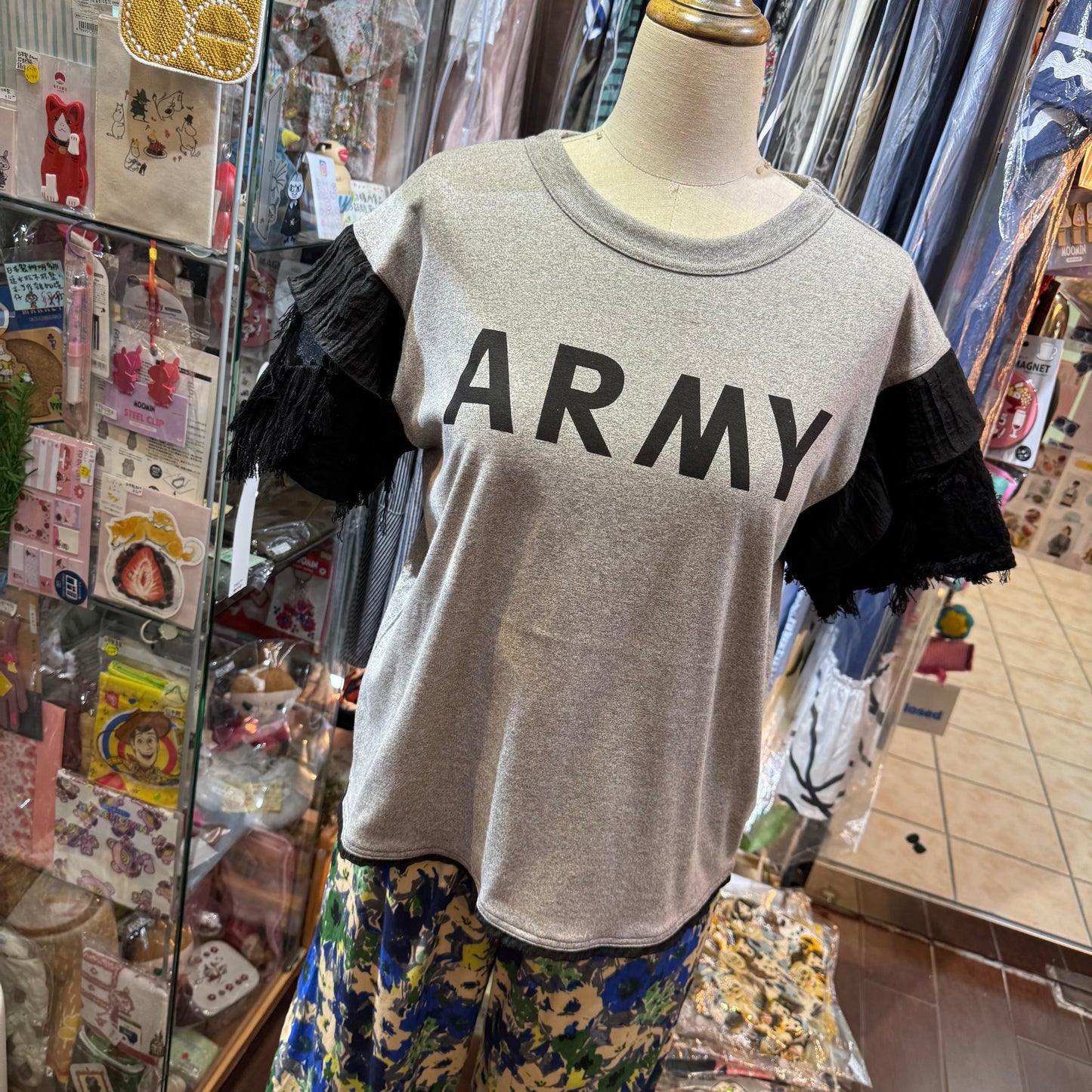 Rehersall Army Grey T-shirt, made in Japan