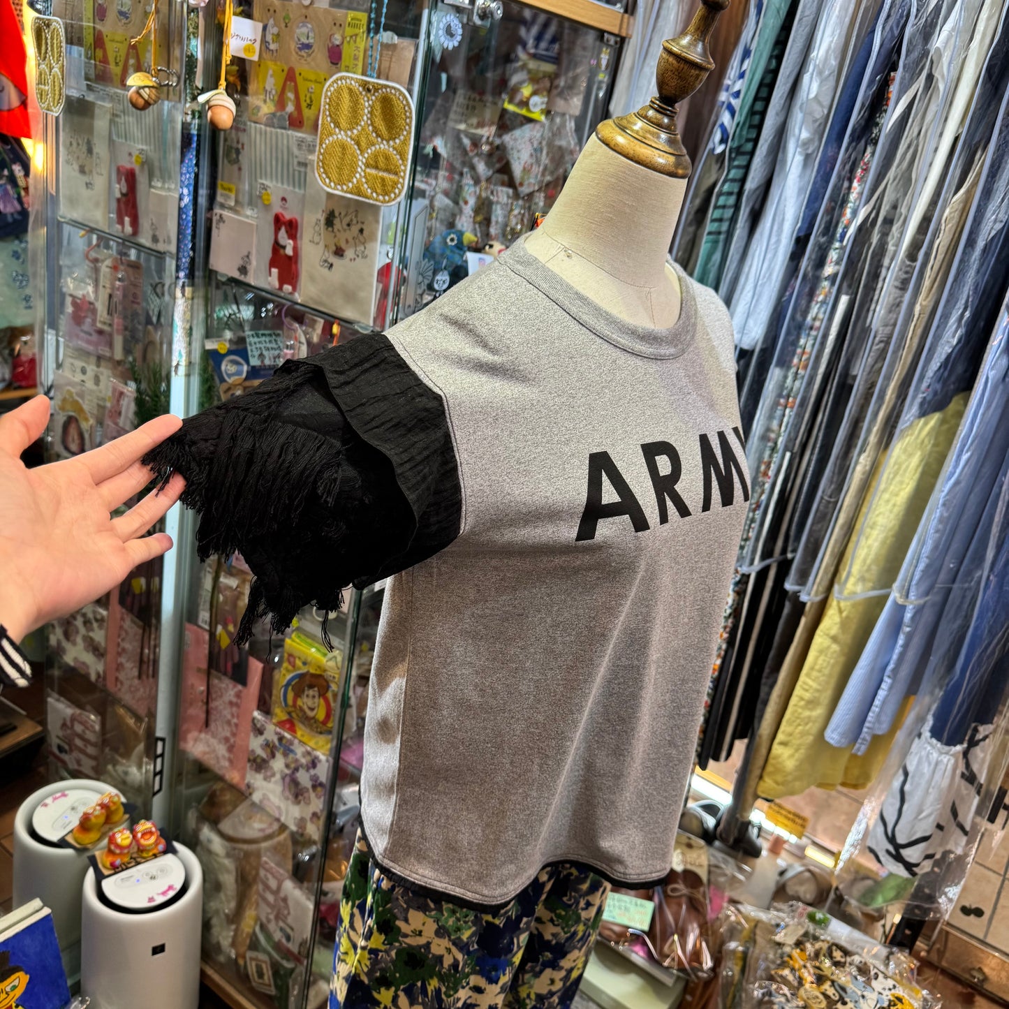 Rehersall Army Grey T-shirt, made in Japan