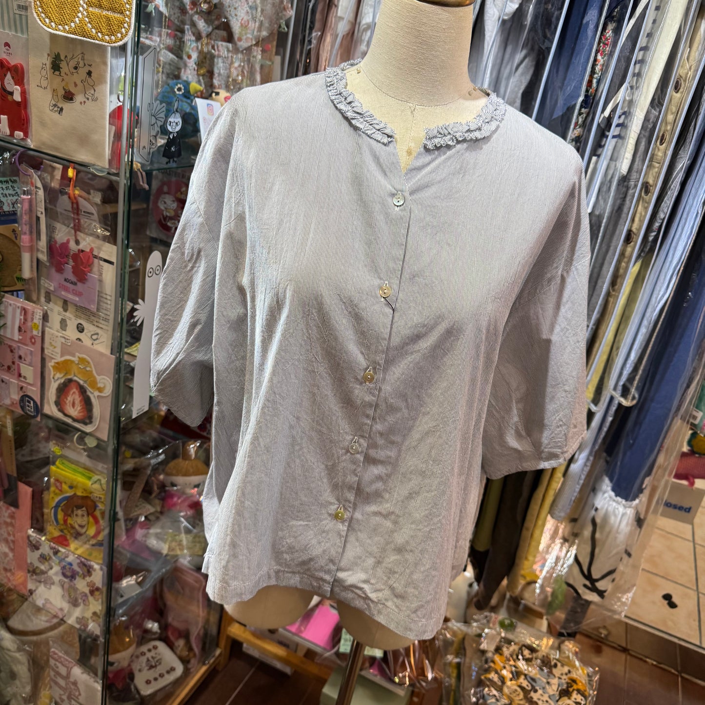 Ouvert Striped frills Shirt, made in Japan