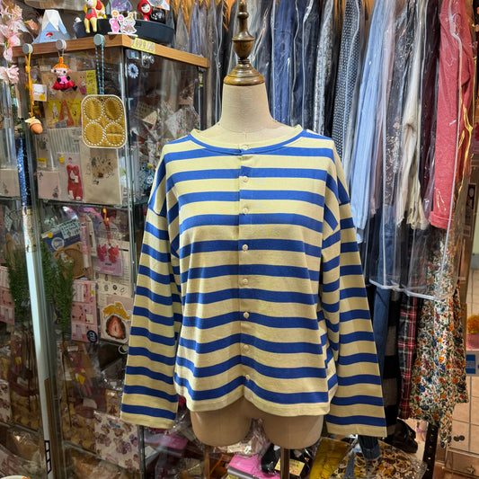 Nouvelles du paradis Blue Striped 2Way Cardigan, made in Japan