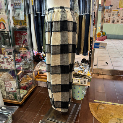Tumugu Black X Natural Checked Wide-leg Pants