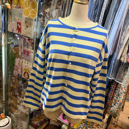 Nouvelles du paradis Blue Striped 2Way Cardigan, made in Japan