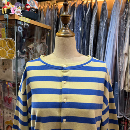 Nouvelles du paradis Blue Striped 2Way Cardigan, made in Japan
