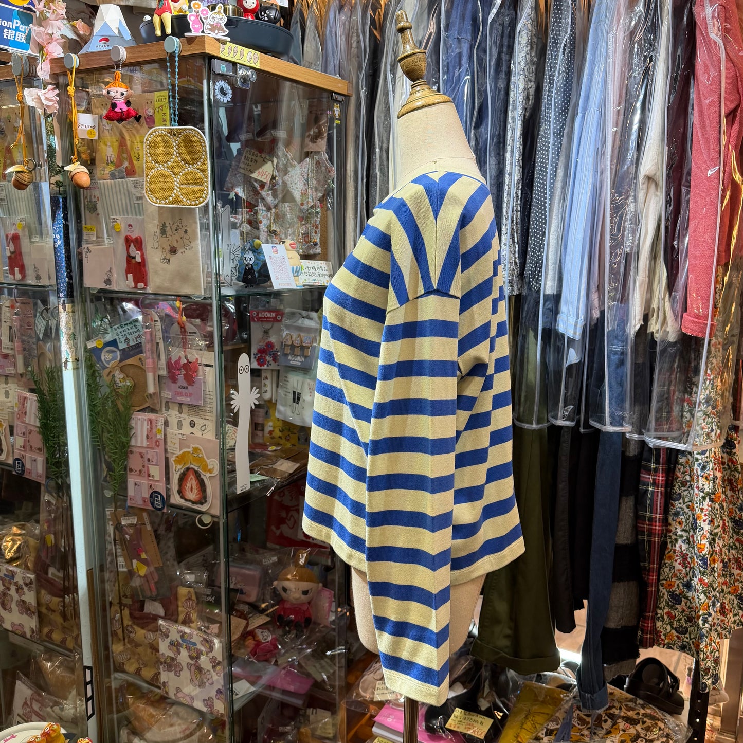 Nouvelles du paradis Blue Striped 2Way Cardigan, made in Japan