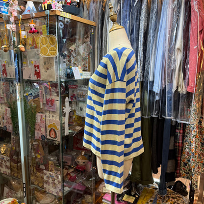 Nouvelles du paradis Blue Striped 2Way Cardigan, made in Japan